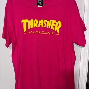 Rare Vintage Thrasher Magazine T-Shirt Men’s Large Hot Pink Yellow Skate Graphic